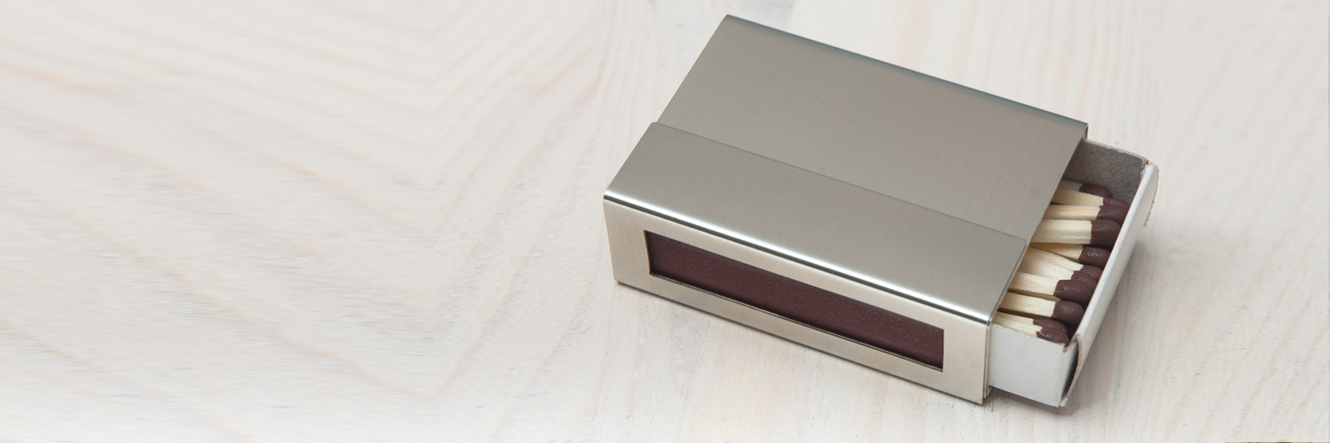 Streichholzschachtel - Huelle aus Edelstahl