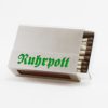 Streichholzschachtel - Huelle "Ruhrpott" aus Edelstahl in gruener Schrift