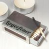 Streichholzschachtel - Huelle "Lagerfeuer" aus Kupfer und Edelstahl mit schwarzer Schrift