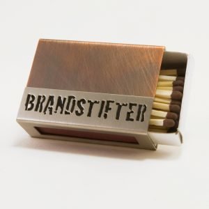 Streichholzschachtel - Hülle "Brandstifter" aus Kupfer und Edelstahl