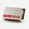 Streichholzschachtel - Huelle "Brandstifter" aus Edelstahl mit roter Schrift