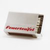 Streichholzschachtel - Huelle „Feuerfeufel“ aus Edelstahl mit roter Schrift