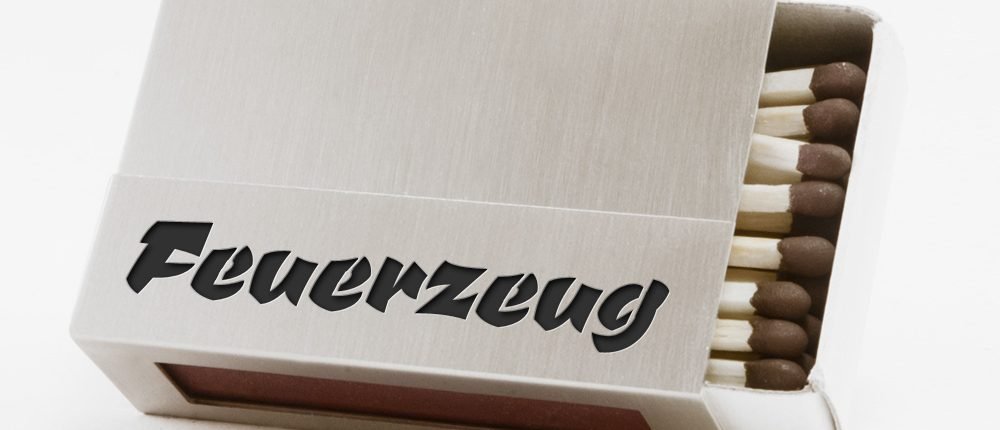 Streichholzschachtel - Huelle "Feuerzeug" aus Edelstahl mit schwarzer Schrift Streichholzschachtel - Huelle "Feuerzeug" aus Edelstahl mit schwarzer Schrift