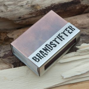 Streichholzschachtel - Hülle "Brandstifter" aus Kupfer und Edelstahl