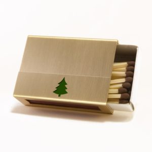 Streichholzhuelle aus Messing mit Weihnachtsbaum