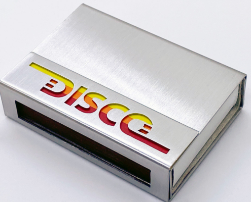 "DISCO" Streichholzschachtel - Hülle aus Edelstahl