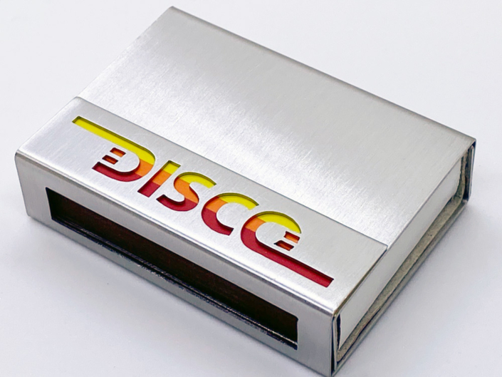 "DISCO" Streichholzschachtel - Hülle aus Edelstahl
