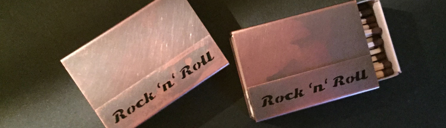 Cover für eine Streichholzschachtel mit dem Text Rock 'n' Roll