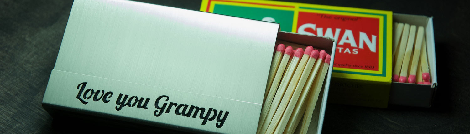 Streichholz-Cover aus Edelstahl für Swan-Vestas Streichholzschachteln