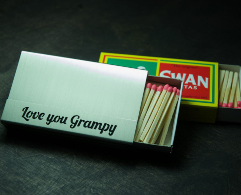 Streichholz-Cover aus Edelstahl für Swan-Vestas Streichholzschachteln