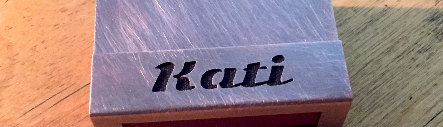 Kupferhülle mit Text "Kati"