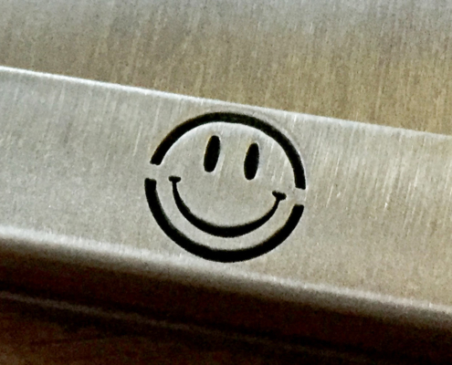 Edelstahl Streichholzjülle mit Smiley