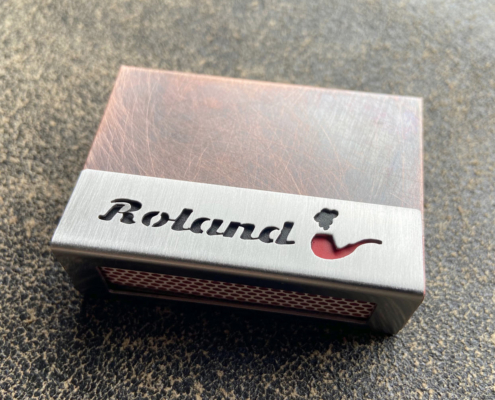 Streichholzhülle aus Kupfer und Edelstahl