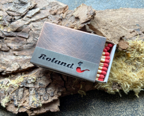 Streichholzhülle aus Kupfer und Edelstahl