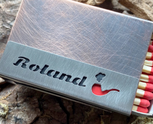 Streichholzhülle aus Kupfer und Edelstahl