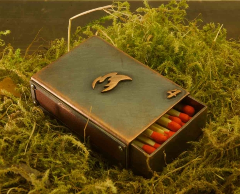 Streichholzschachtel aus massivem Kupfer