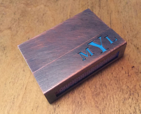 Streichholzhülle aus Kupfer