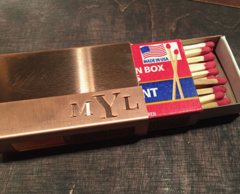 Streichholzhülle aus Kupfer