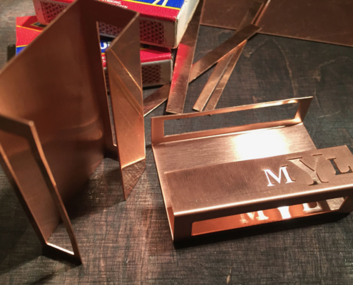 Streichholzhülle aus Kupfer