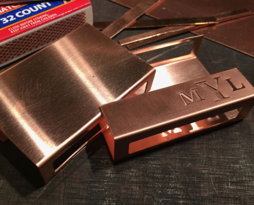 Streichholzhülle aus Kupfer