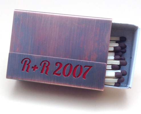 Streichholzschachtel aus Kupfer mit individuellem Text