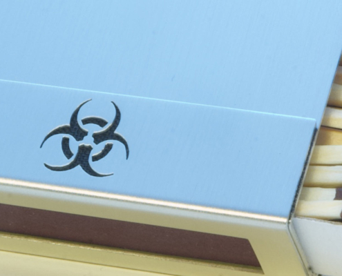 Streichholzschachtel-Hülle mit Bio-Hazard Icon